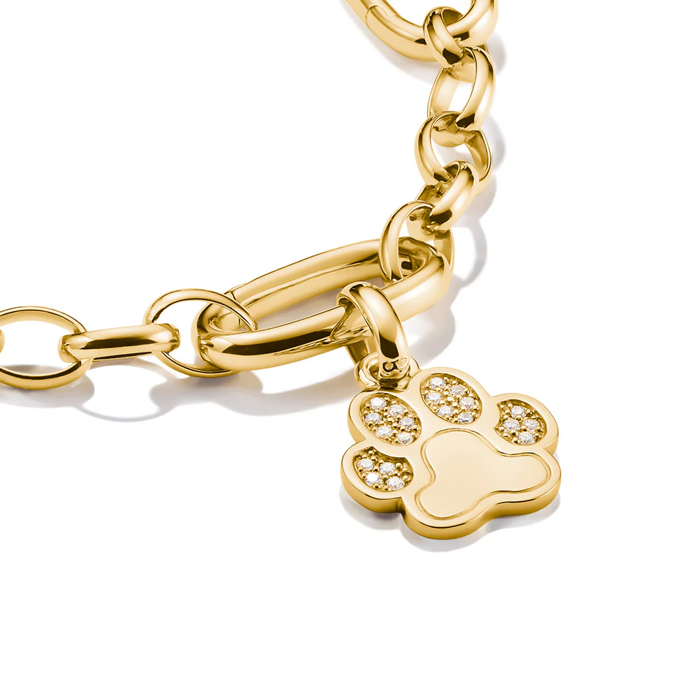 Thomas Sabo CC Connect Yellow Gold-Plated Paw Print CZ - Image 2