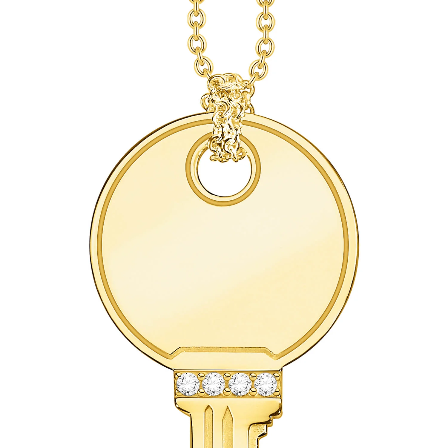 Thomas Sabo Engrav Gold Plated Sterling Silver Round Key CZ on 45-50cm Chain - Image 2