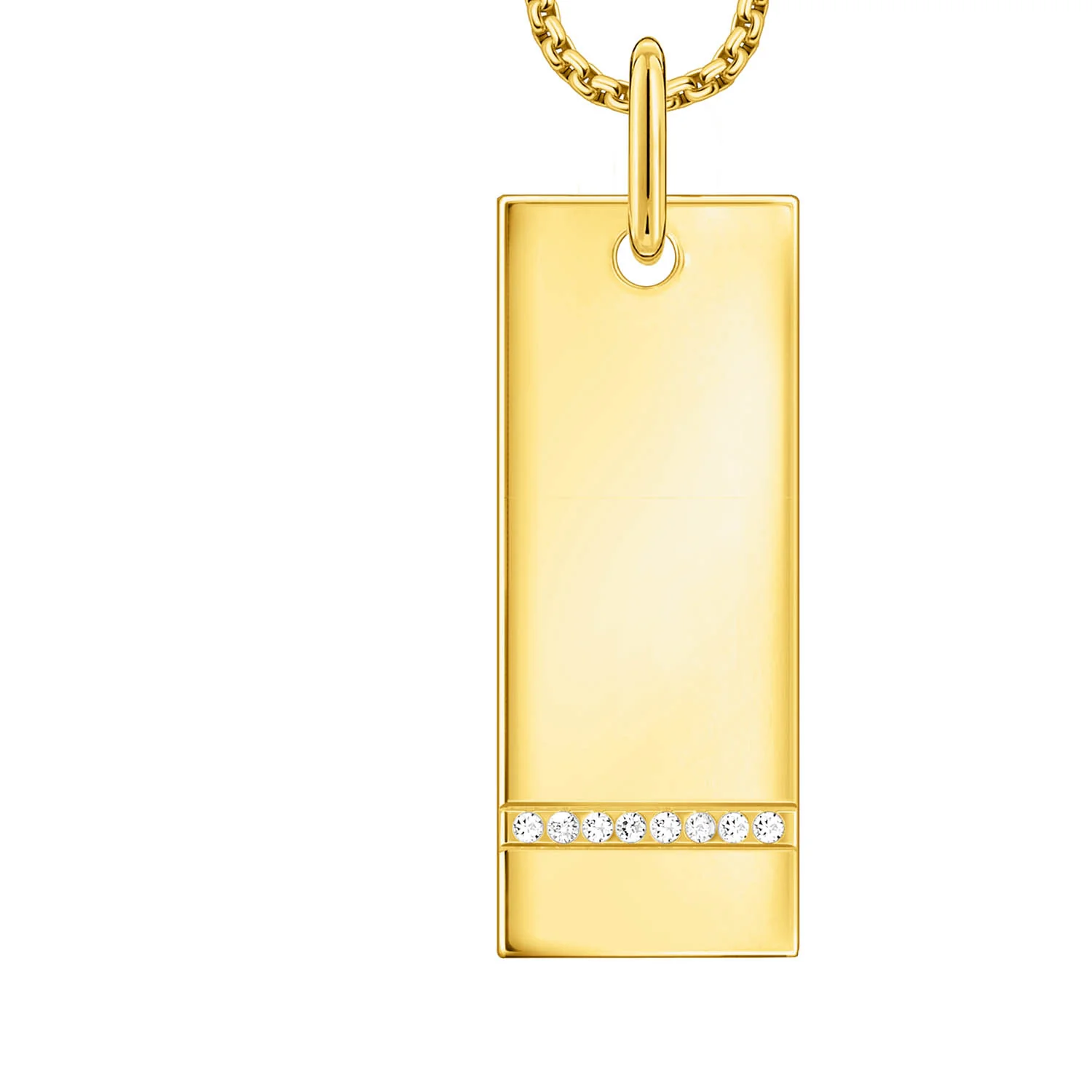 Thomas Sabo Engrav Gold Plated Sterling Silver Wide Tag CZ on 40-45cm Chain - Image 3