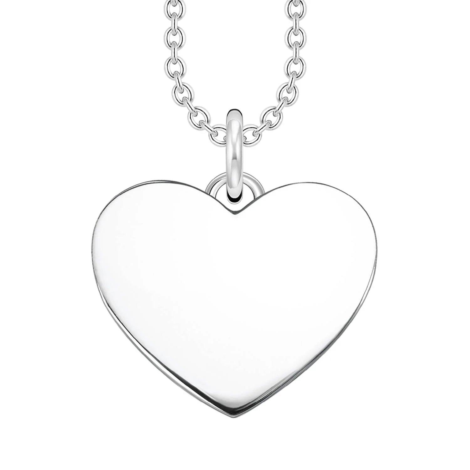 Thomas Sabo Engrav Sterling Silver CZ Heart Disc 40-45cm Chain - Image 2