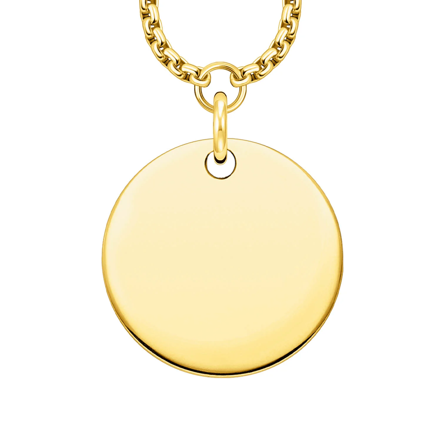 Thomas Sabo Engrav Yellow Gold Plated Sterling Silver Single Disc 40-45cm Chain - Image 2