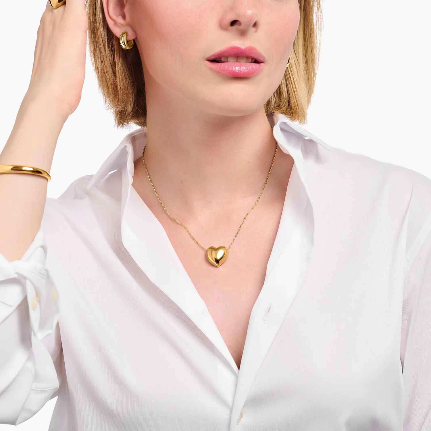 Thomas Sabo Gold Plated Sterling Silver Bold Heart Pendant On 40-45cm Chain - Image 3
