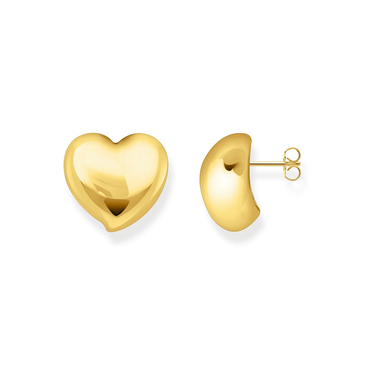 Thomas Sabo Gold Plated Sterling Silver Bold Heart Stud Earrings - Image 2