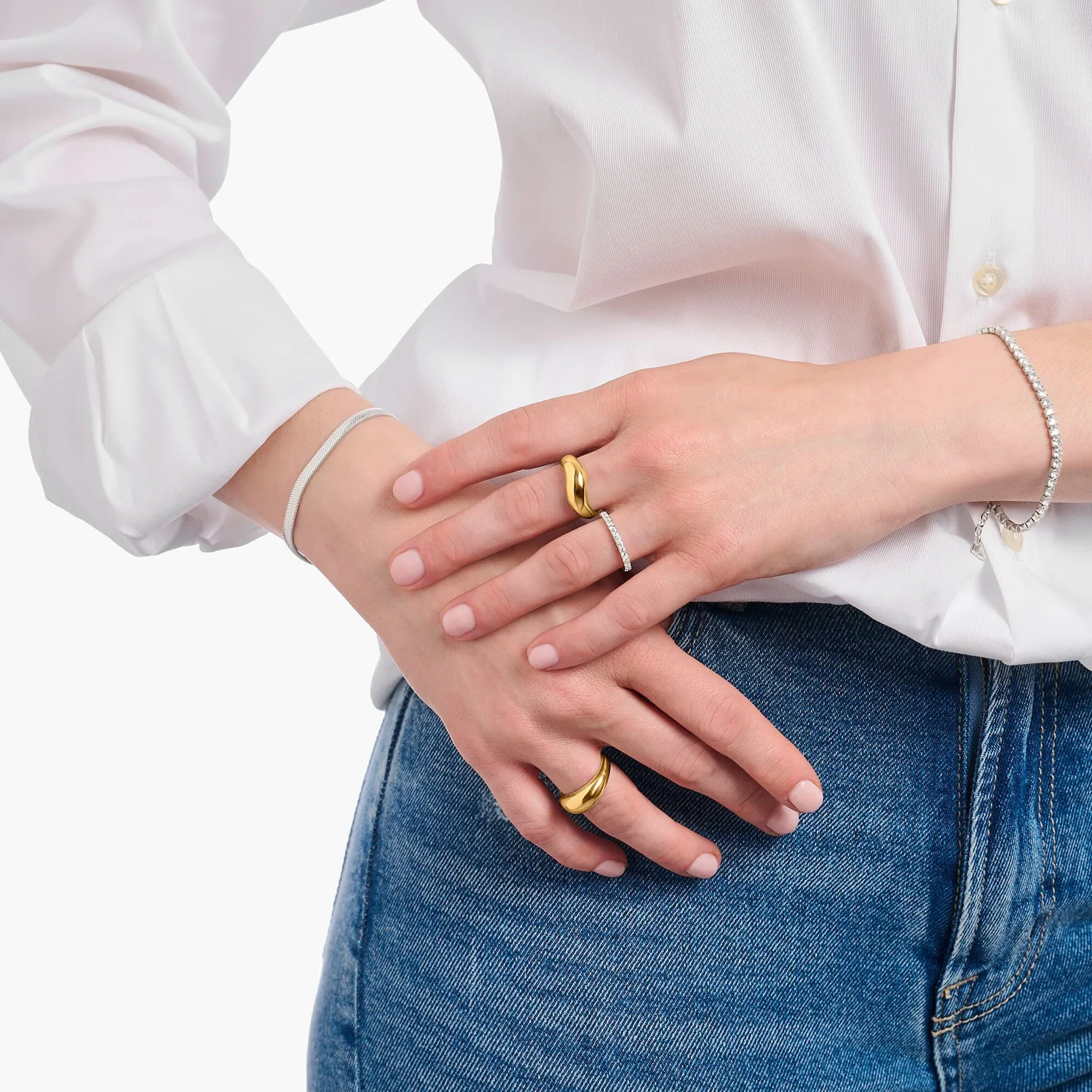 Thomas Sabo Gold Plated Sterling Silver Bold Timeless Ring - Image 2