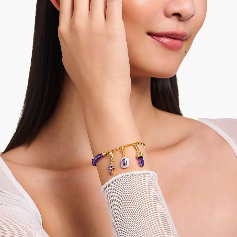 Thomas Sabo Gold Plated Sterling Silver Charmista Amethyst Bead 17cm charm Bracelet - Image 2