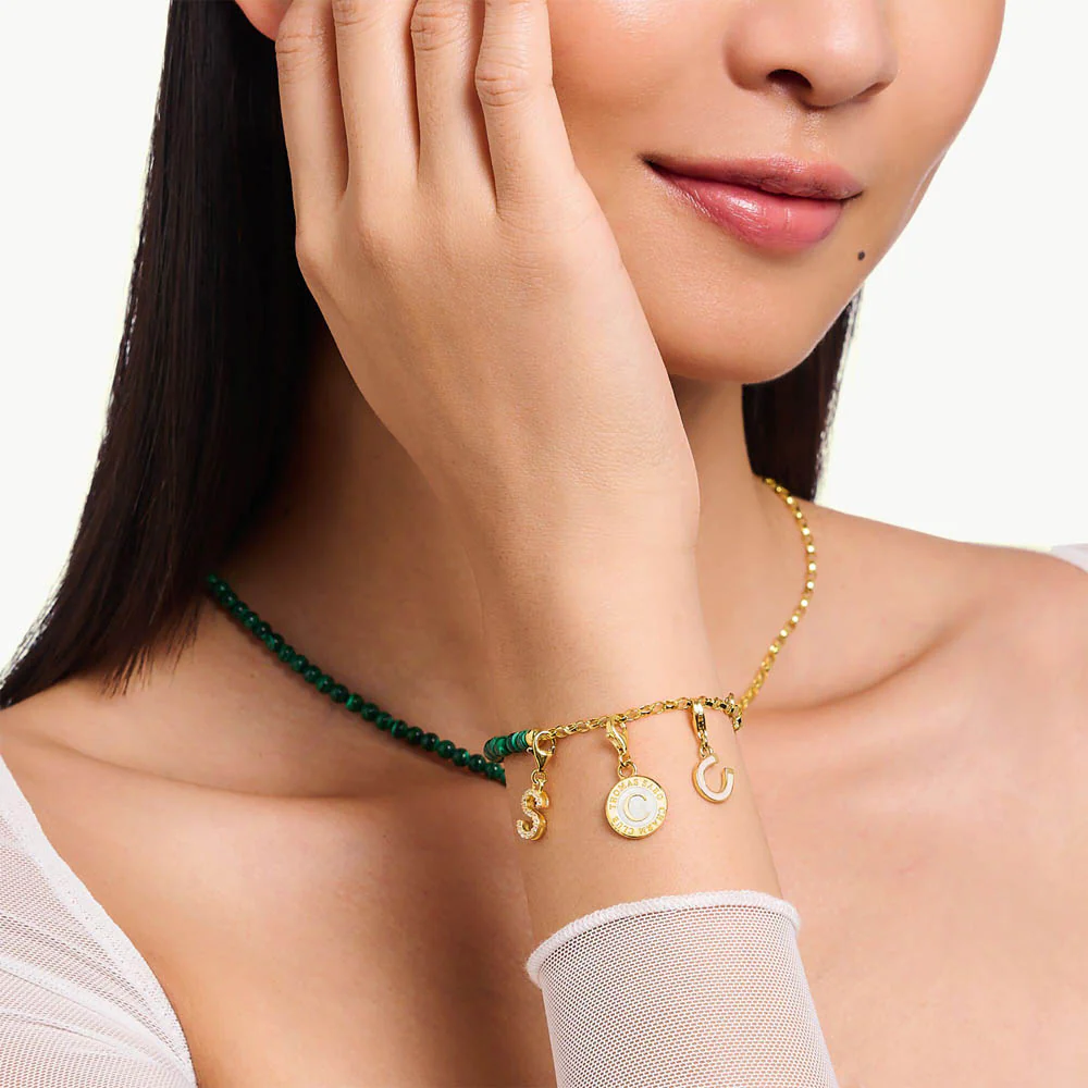 Thomas Sabo Gold Plated Sterling Silver Charmista Malachite 17cm Charm Bracelet - Image 2