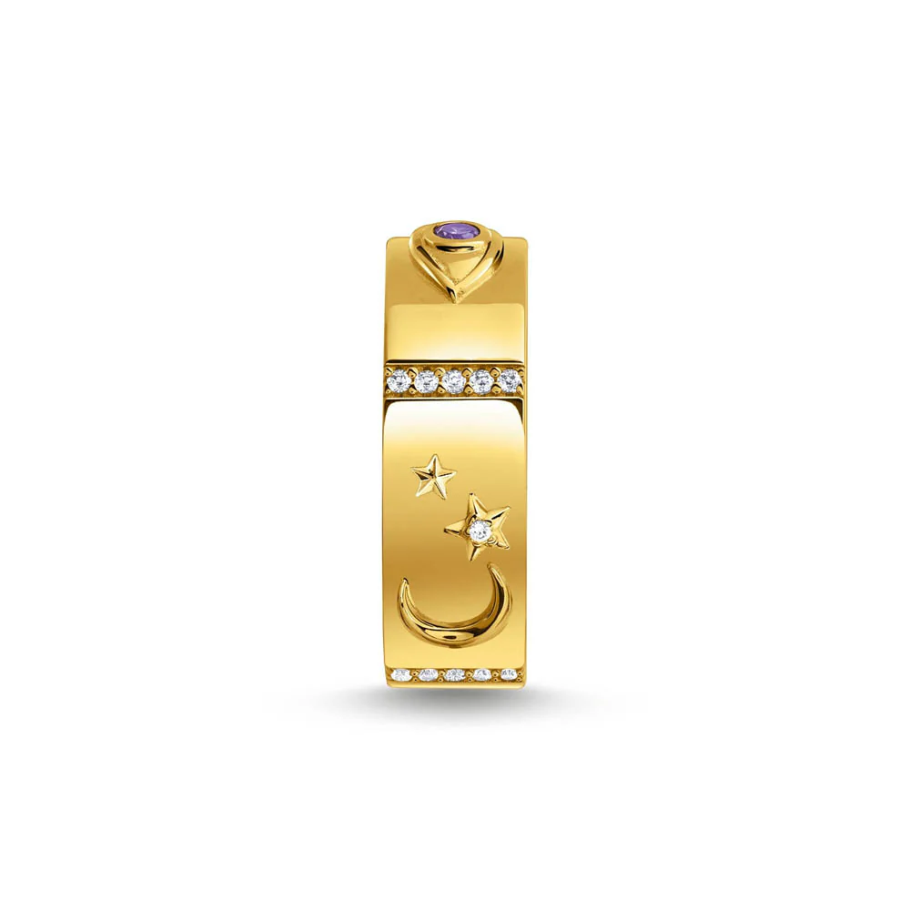 Thomas Sabo Gold Plated Sterling Silver Cosmic Amulet Symbol CZ Band - Image 2