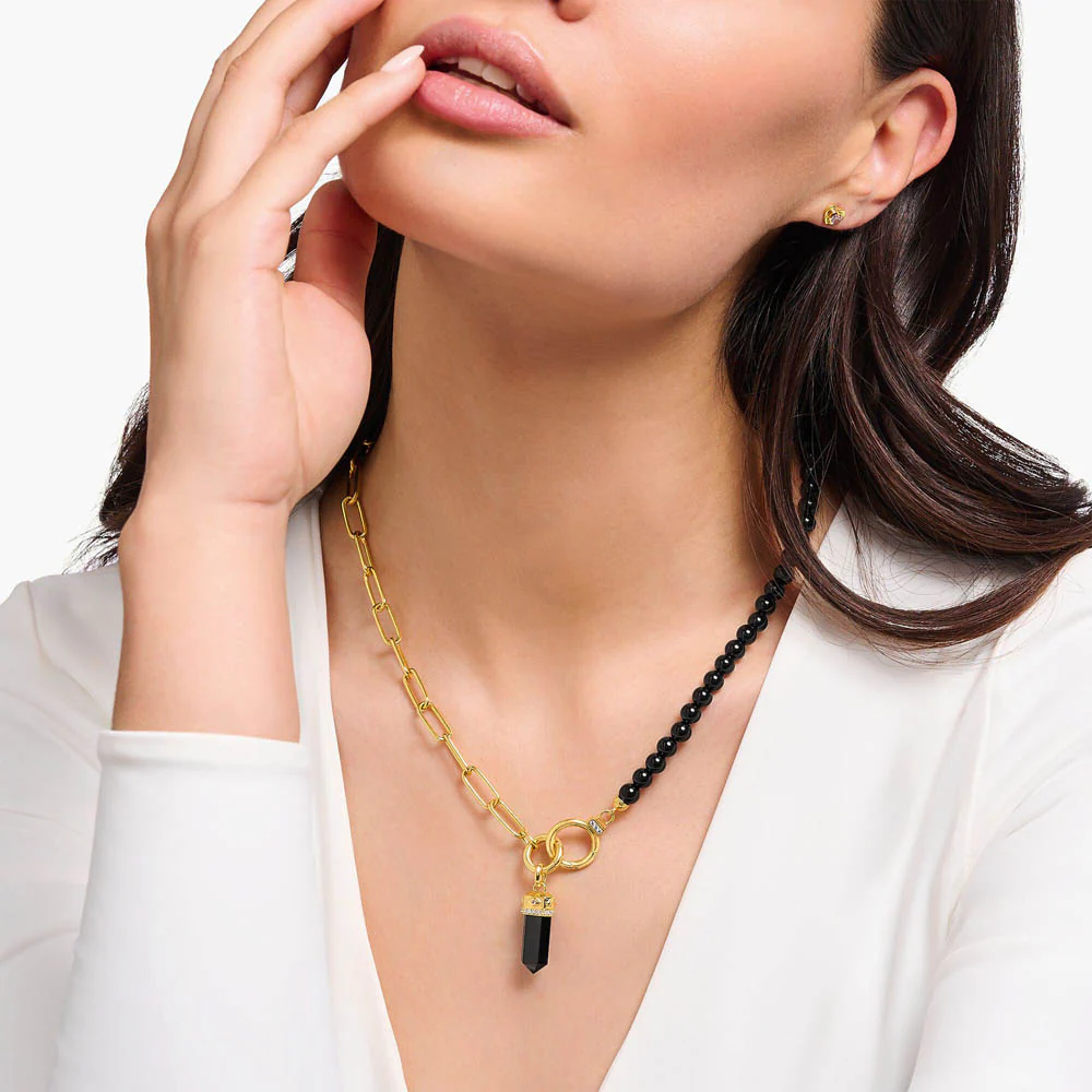 Thomas Sabo Gold Plated Sterling Silver Cosmic Black Onyx Crystal Pendant - Image 3