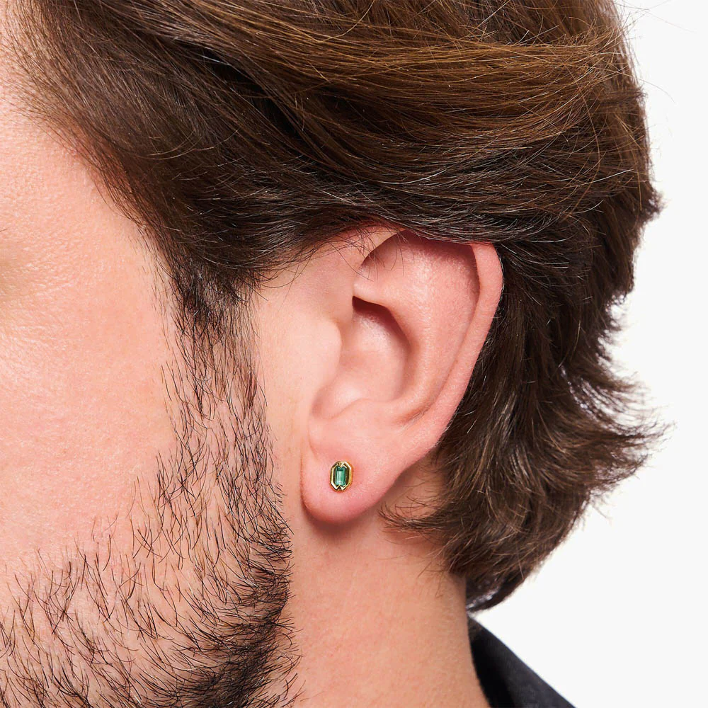 Thomas Sabo Gold Plated Sterling Silver Crocodile Rock Green Stud Earrings - Image 3