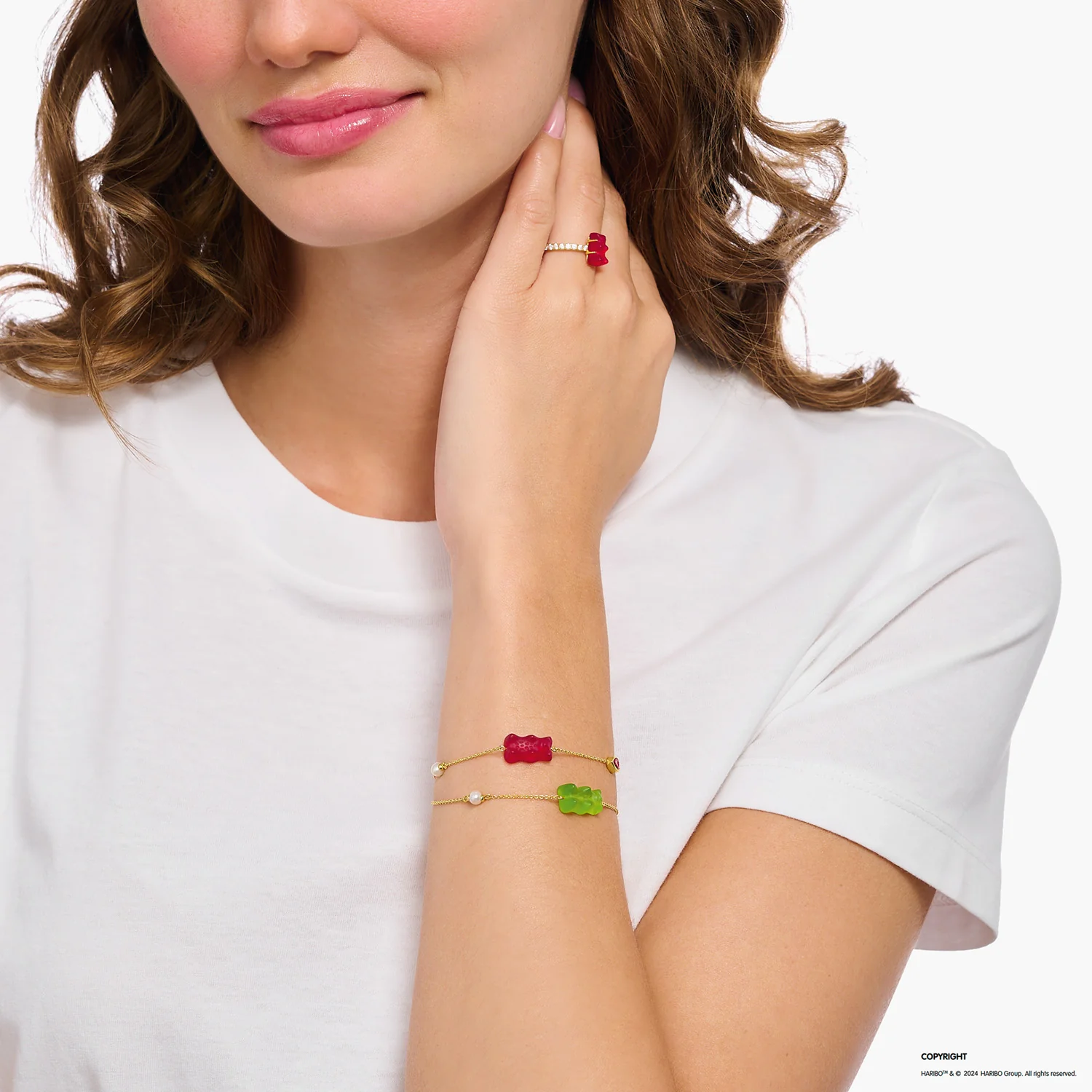 Thomas Sabo Gold Plated Sterling Silver Haribo Apple Green Bear 16-19cm Bracelet - Image 2