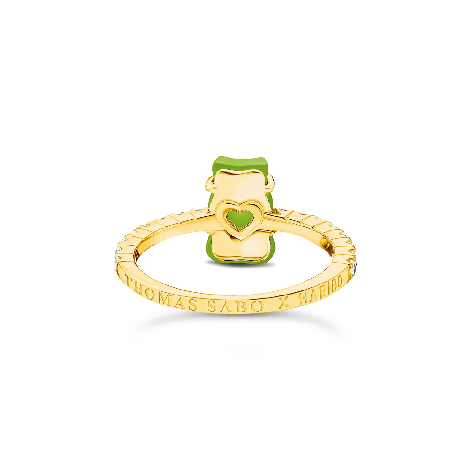 Thomas Sabo Gold Plated Sterling Silver Haribo Cubic Zirconia Apple Green Bear Ring - Image 2