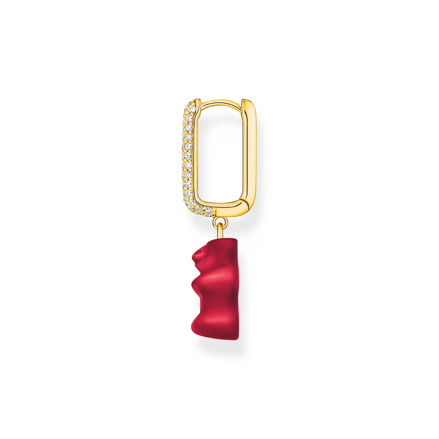 Thomas Sabo Gold Plated Sterling Silver Haribo Cubic Zirconia Red Bear Hoop Single Earring Only - Image 3