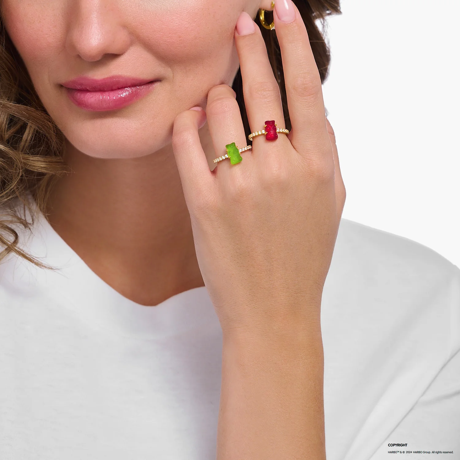 Thomas Sabo Gold Plated Sterling Silver Haribo Cubic Zirconia Strawberry Red Bear Ring - Image 3