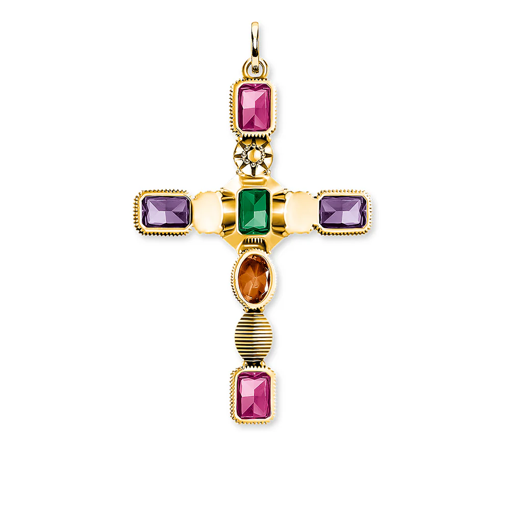 Thomas Sabo Gold Plated Sterling Silver Magic Deco Colour Cross Pendant - Image 2