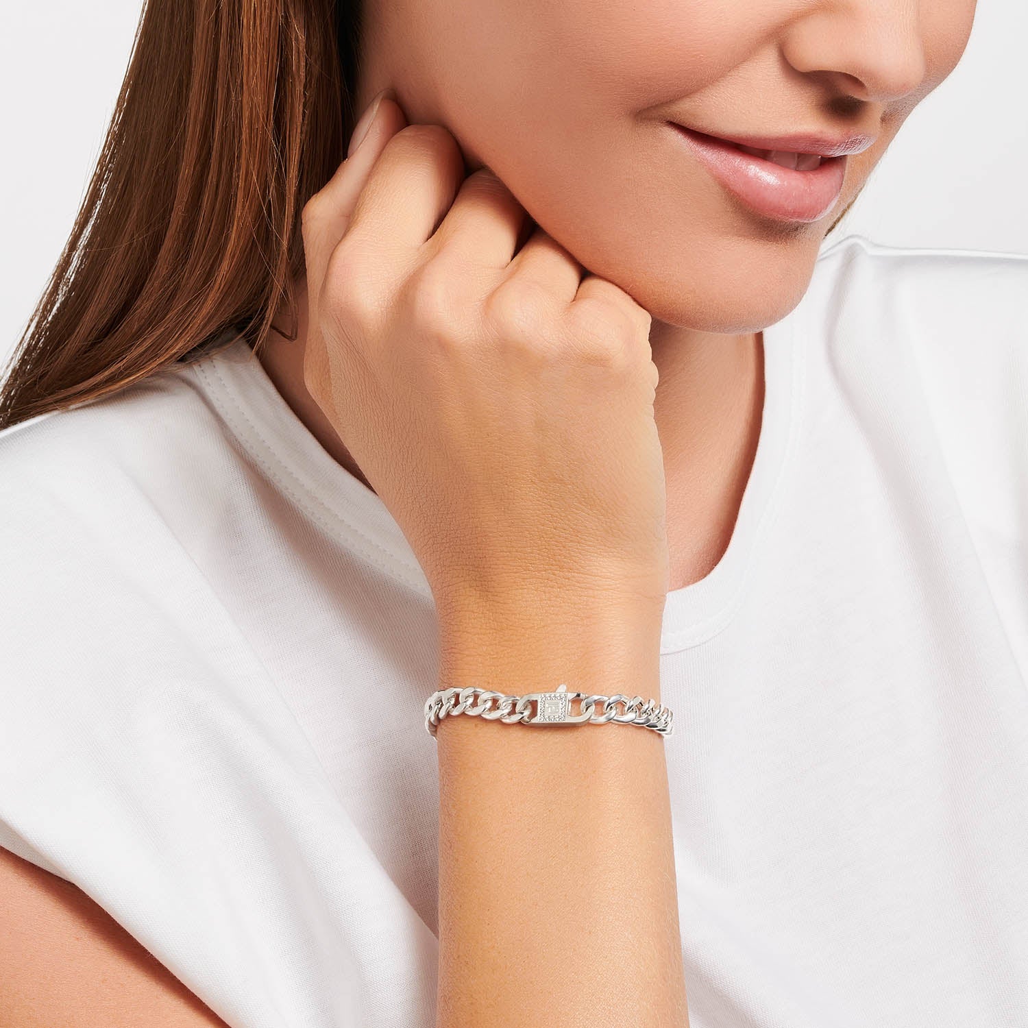 Thomas Sabo Heritage Sterling Silver CZ Curb 18cm Bracelet - Image 2