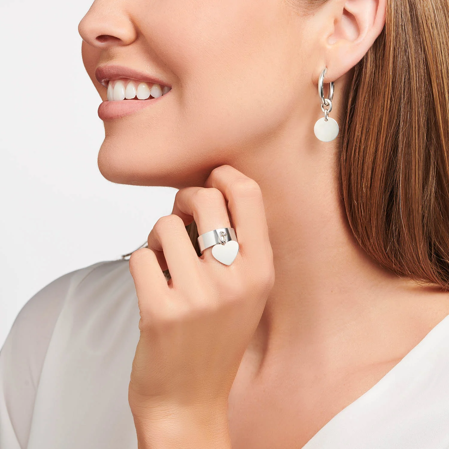 Thomas Sabo Heritage Sterling Silver Hinged Coin Hoop Earring - Image 4