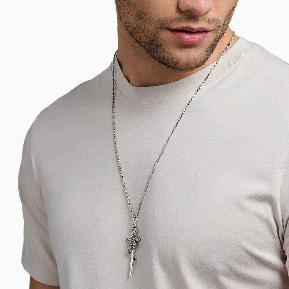 Thomas Sabo Rebel Sterling Silver Snake Black CZ Sword Pendant - Image 3
