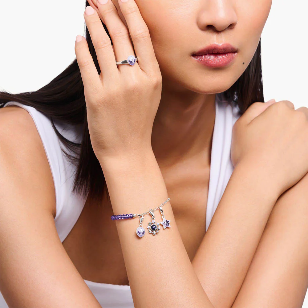 Thomas Sabo Sterling Silver Charmista Amethyst Bead 19cm Charm Bracelet - Image 2