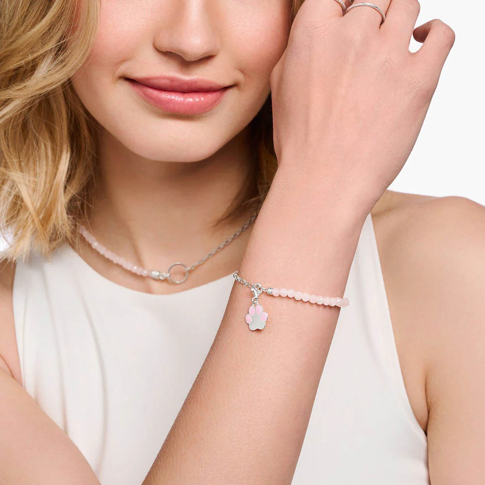 Thomas Sabo Sterling Silver Charmista Pink Paw Print Charm - Image 2