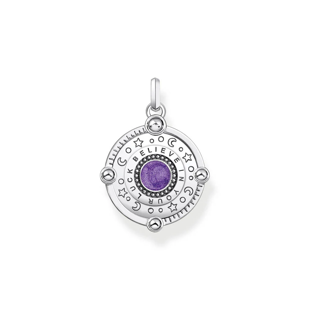 Thomas Sabo Sterling Silver Cosmic Amulet Purple CZ Eye Pendant - Image 2