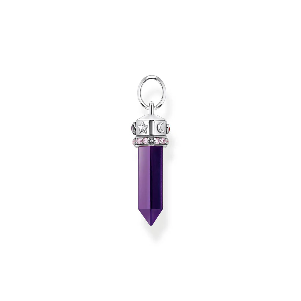 Thomas Sabo Sterling Silver Cosmic Synthetic Amethyst Crystal Pendant - Image 2