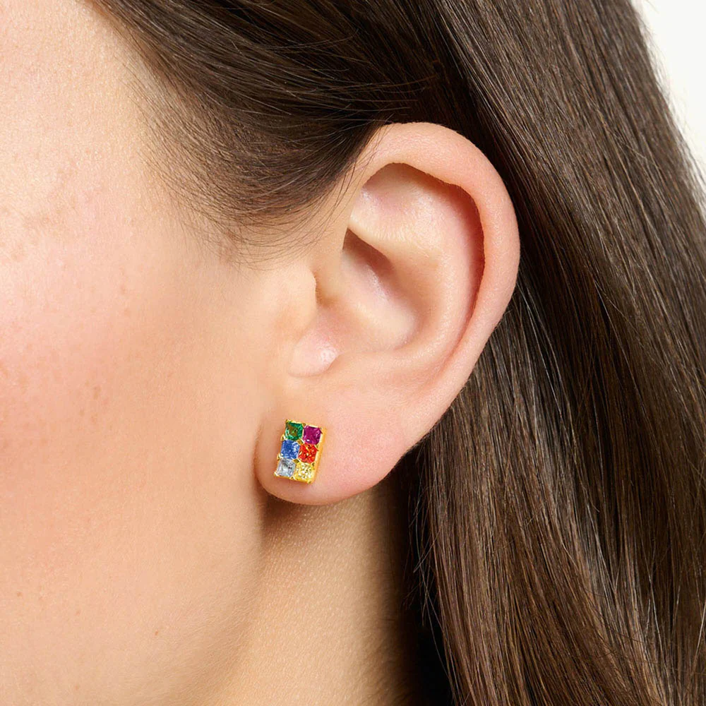 Thomas Sabo Sterling Silver Gold Plated Rainbow Heritage CZ Stud Earrings - Image 3