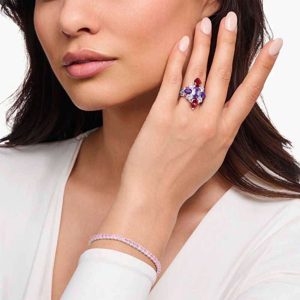 Thomas Sabo Sterling Silver Heritage Synthetic Amethyst Cocktail Ring - Image 2