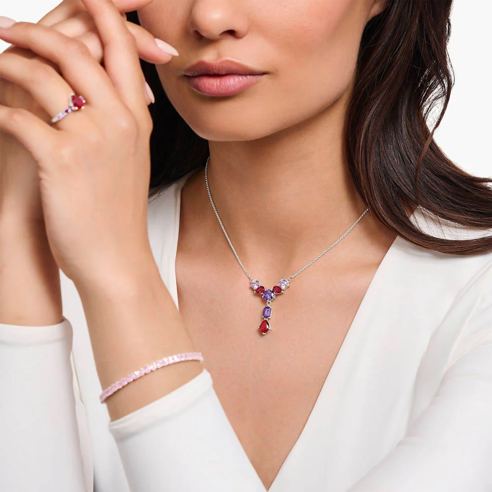 Thomas Sabo Sterling Silver Heritage Synthetic Amethyst CZ Chain - Image 2