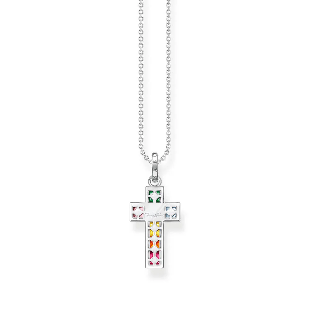 Thomas Sabo Sterling Silver Rainbow Heritage Cross On 40-45cm Chain - Image 2