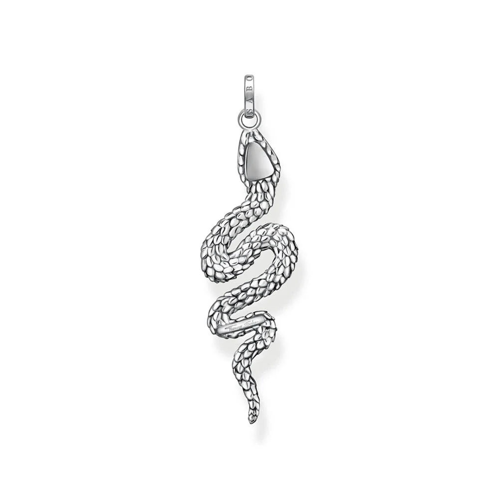 Thomas Sabo Sterling Silver Rebel Snake Black CZ Pendant - Image 2