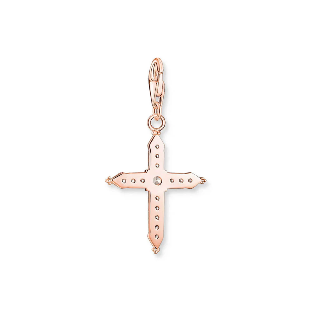 Thomas Sabo Sterling Silver Rose Gold Plated Charm Club Cross Charm - Image 2