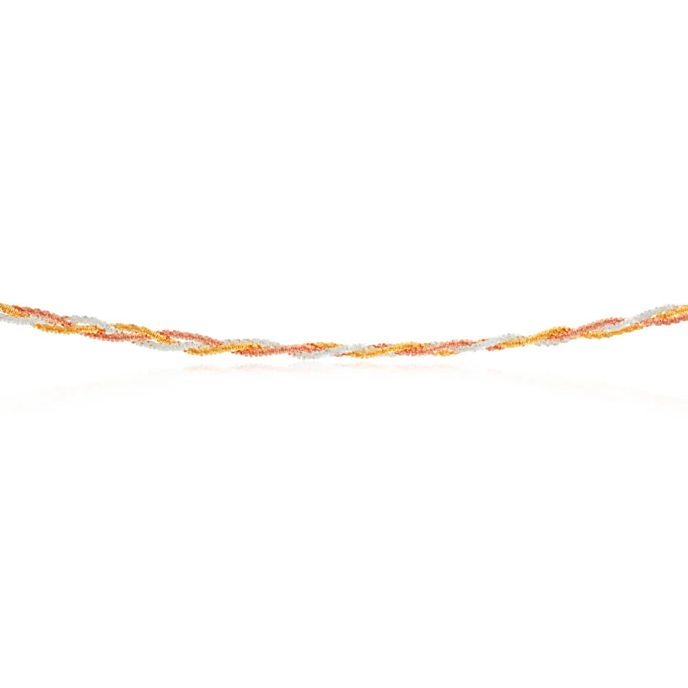 Three Tone Sterling Silver and Gold Plated Multi Strand 42cm Necklace - Image 2