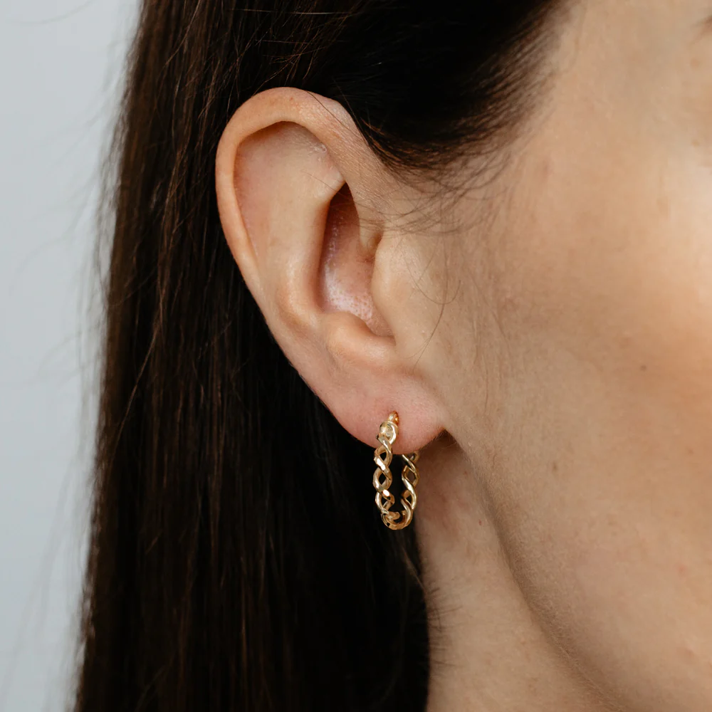 Twisted Creole Hoop Earrings in 9ct Yellow Gold - Image 3