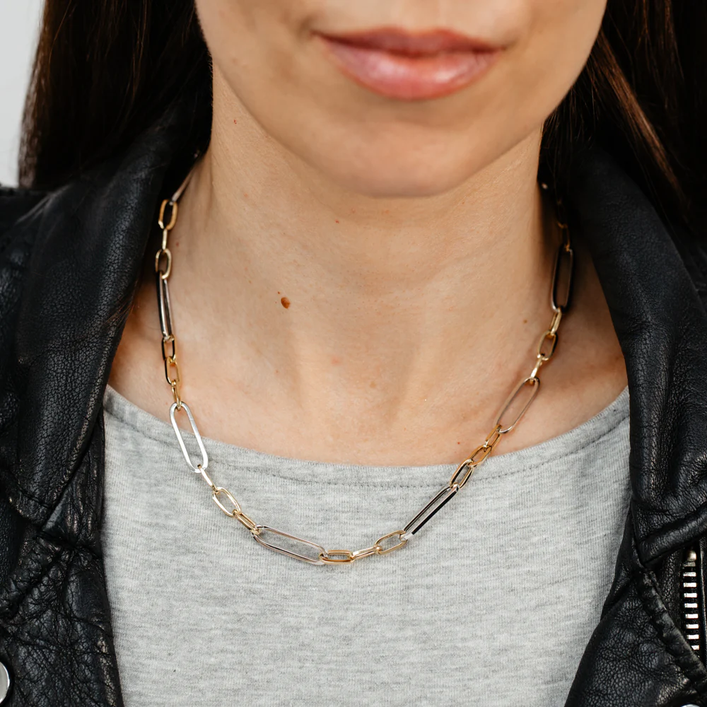 Two Tone Sterling Silver Paperclip Link Chain - Image 3