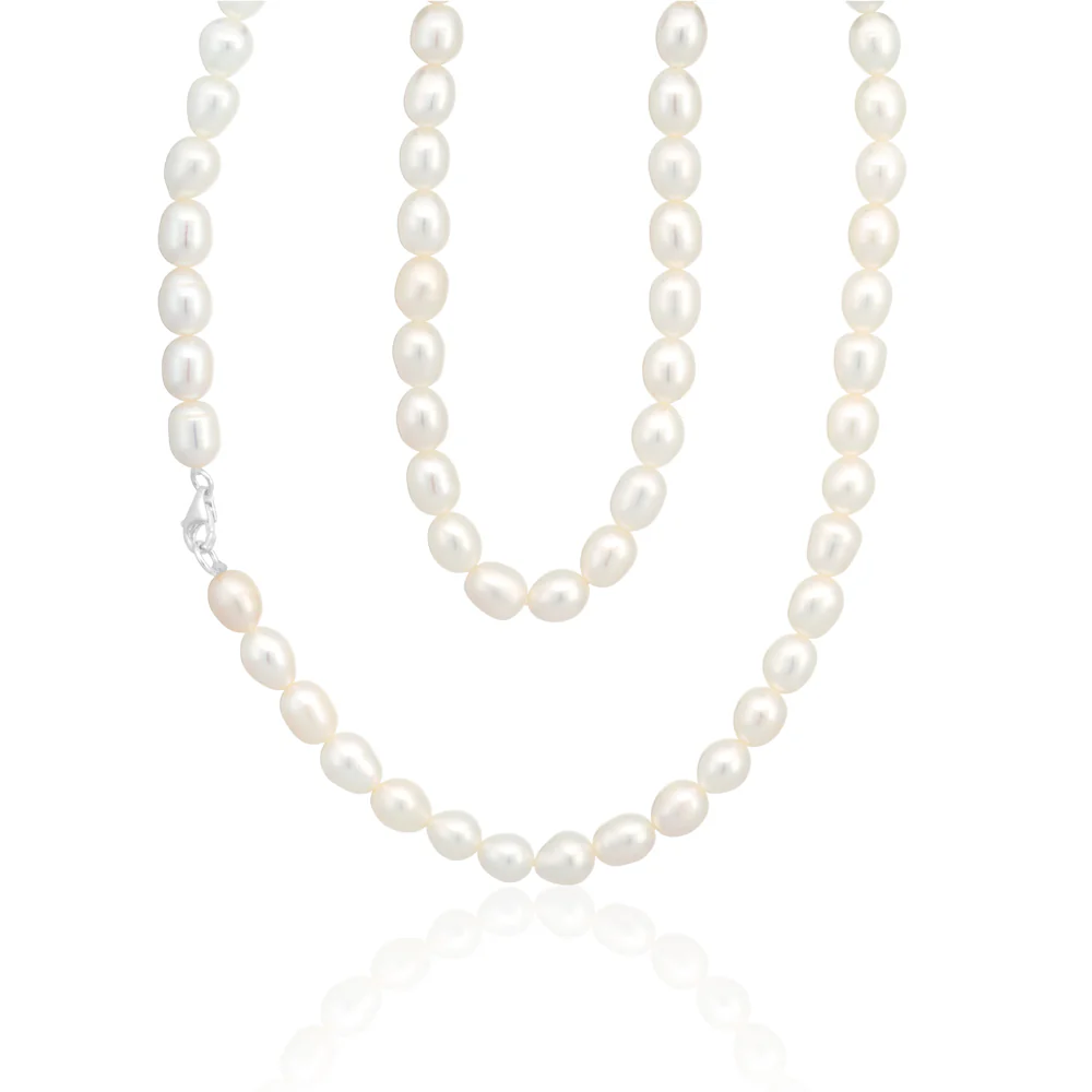 White 6-7mm Freshwater Pearl 45cm Necklace with Sterling Silver Clasp - Image 2