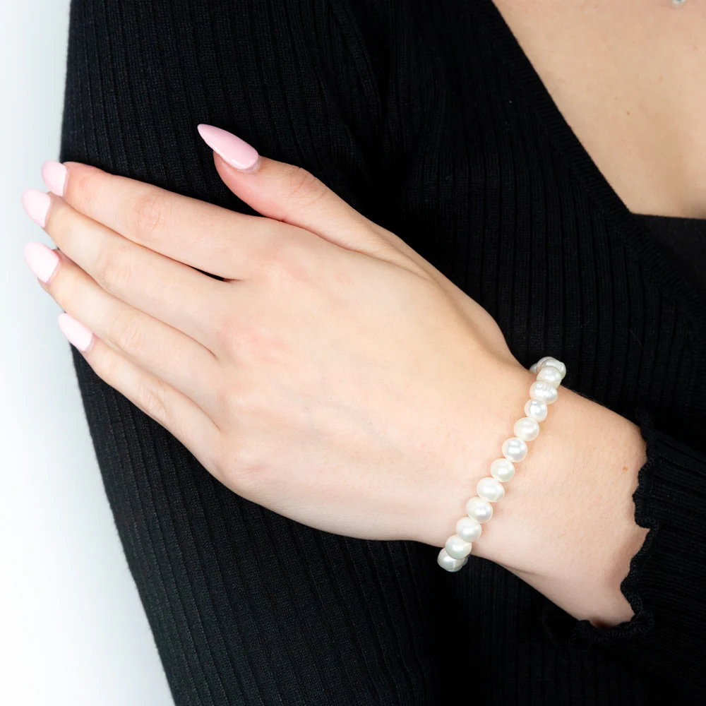 White 7.5-8mm Freshwater Pearl Bracelet - Image 3