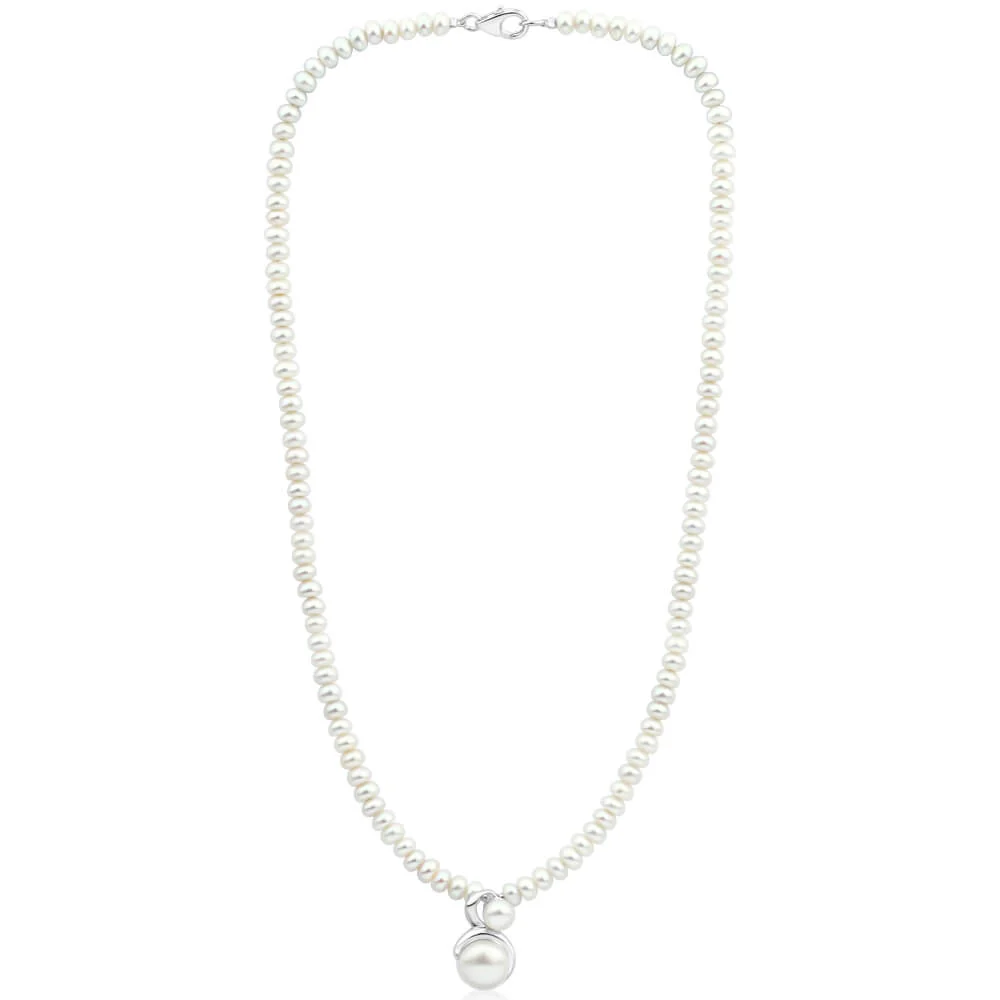 White Freshwater Clasp Pearl Necklace - Image 2