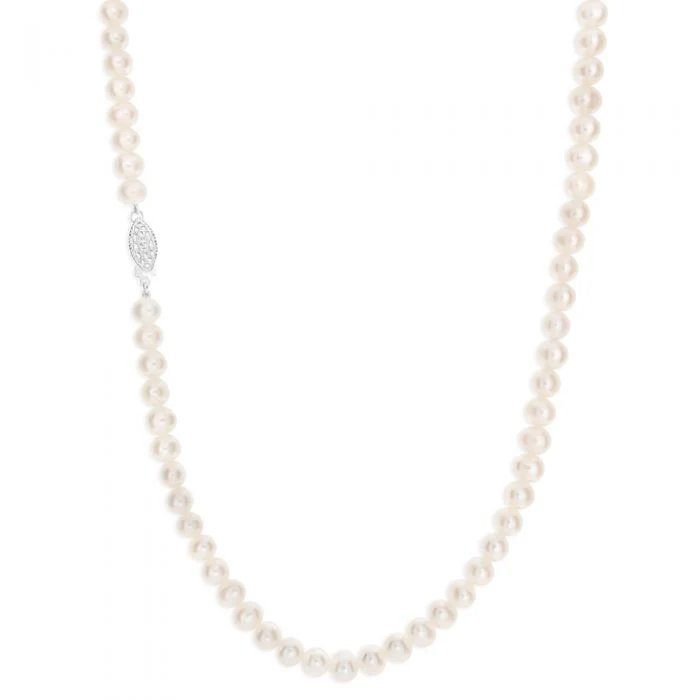 White Freshwater Fish Clasp Pearl Necklace - Image 2