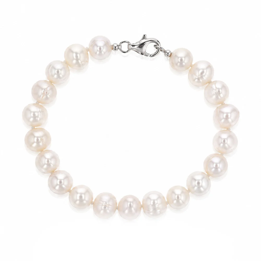 White Freshwater Pearl Bracelet, Necklace & Earring Set with Sterling Silver Clasp - Image 10