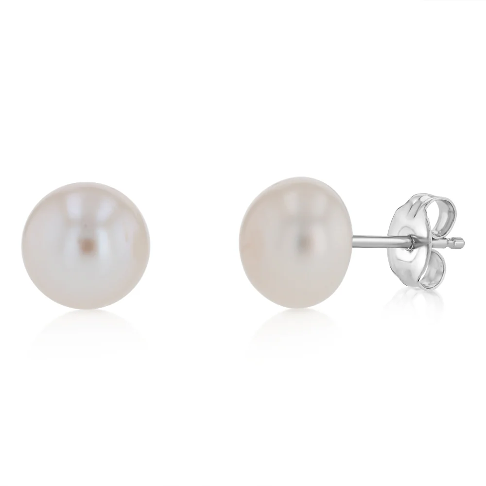 White Freshwater Pearl Bracelet, Necklace & Earring Set with Sterling Silver Clasp - Image 4