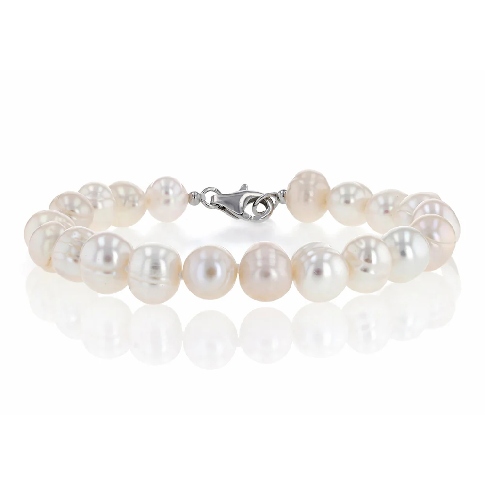 White Freshwater Pearl Bracelet, Necklace & Earring Set with Sterling Silver Clasp - Image 8