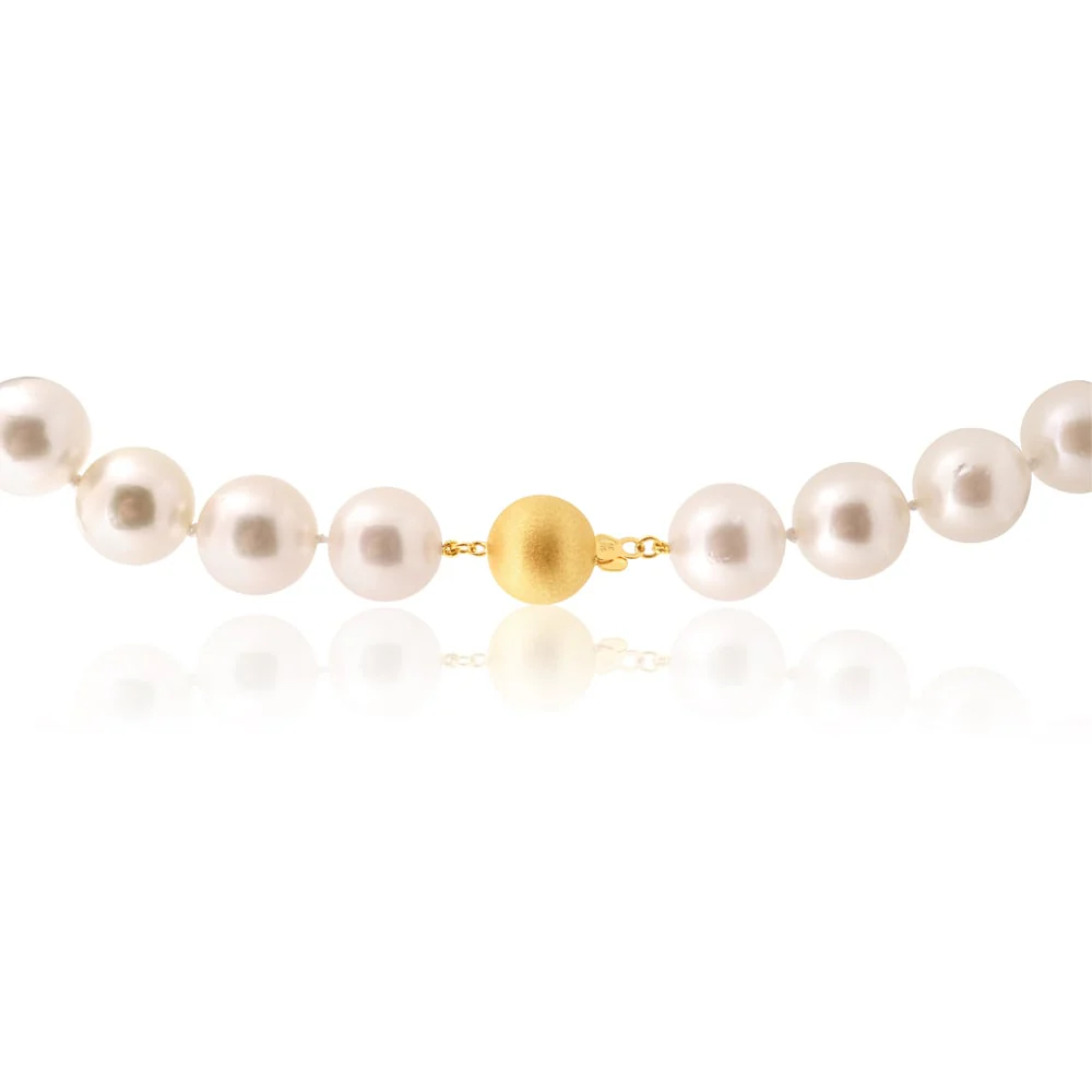 White South Sea 12-15mm Pearl Strand with 9ct Yellow Gold Satin Clasp - Image 3