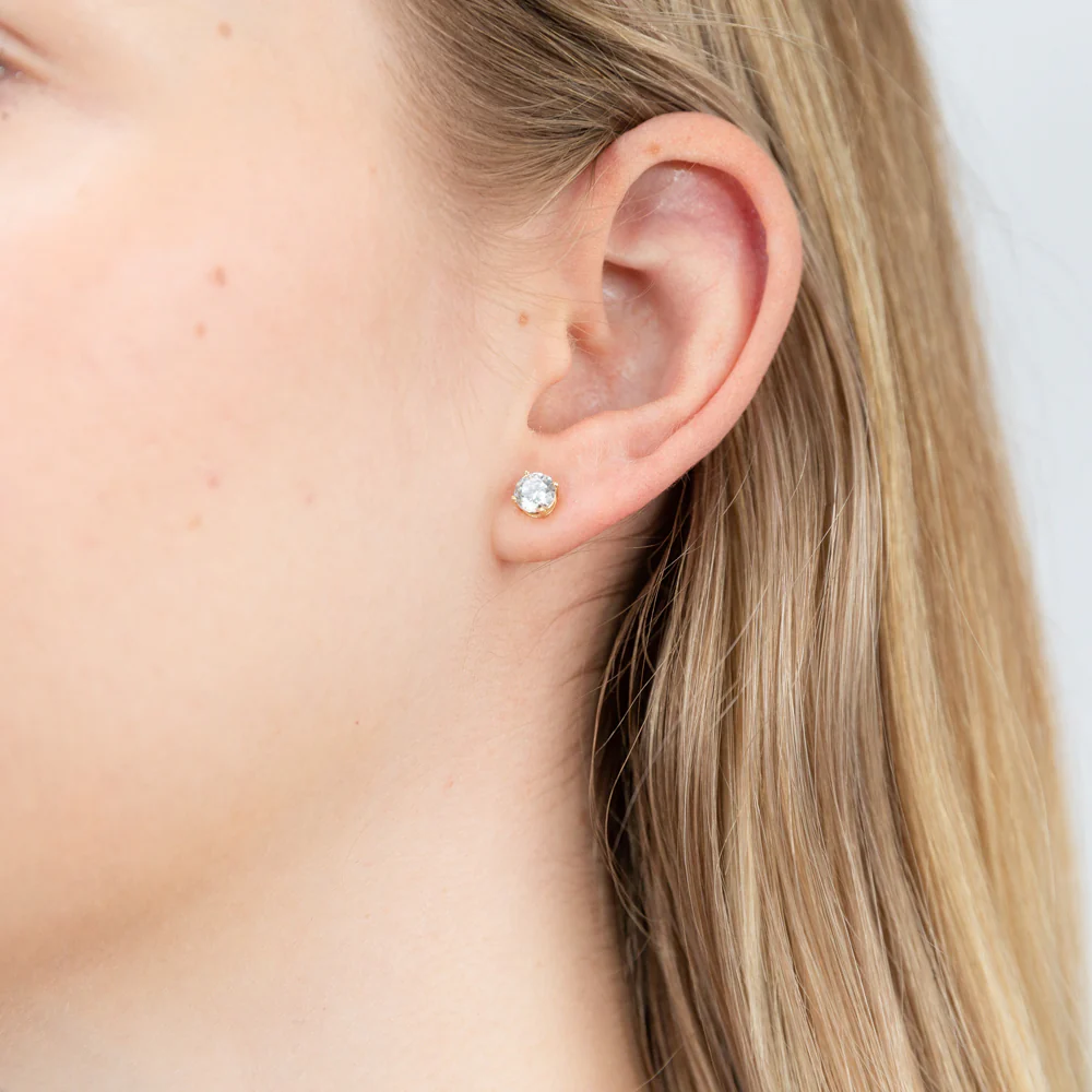 Zirconia Brilliant Cut 5mm Stud Earrings in 9ct Yellow Gold - Image 2