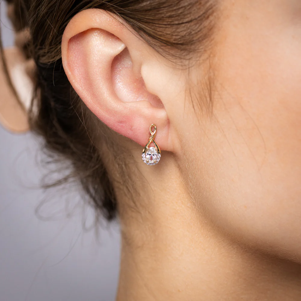 Zirconia Drop Earrings in 9ct Yellow Gold - Image 2
