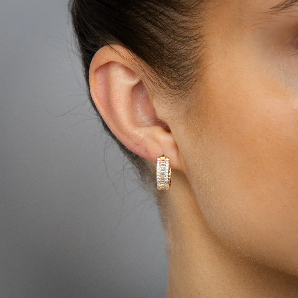 Zirconia Hoop Earrings in 9ct Yellow Gold - Image 2