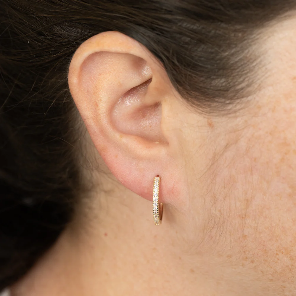 Zirconia Hoop Earrings in 9ct Yellow Gold - Image 2