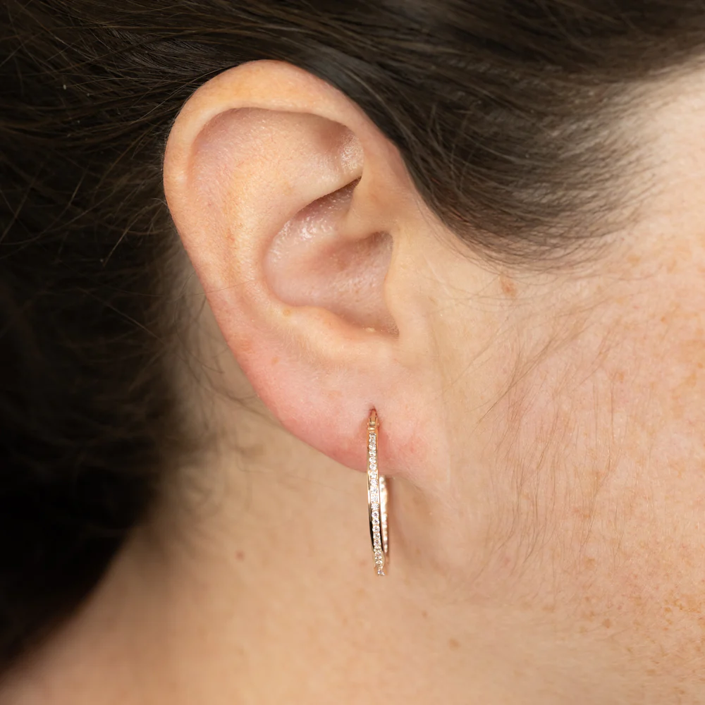 Zirconia Hoop Earrings in 9ct Yellow Gold - Image 2