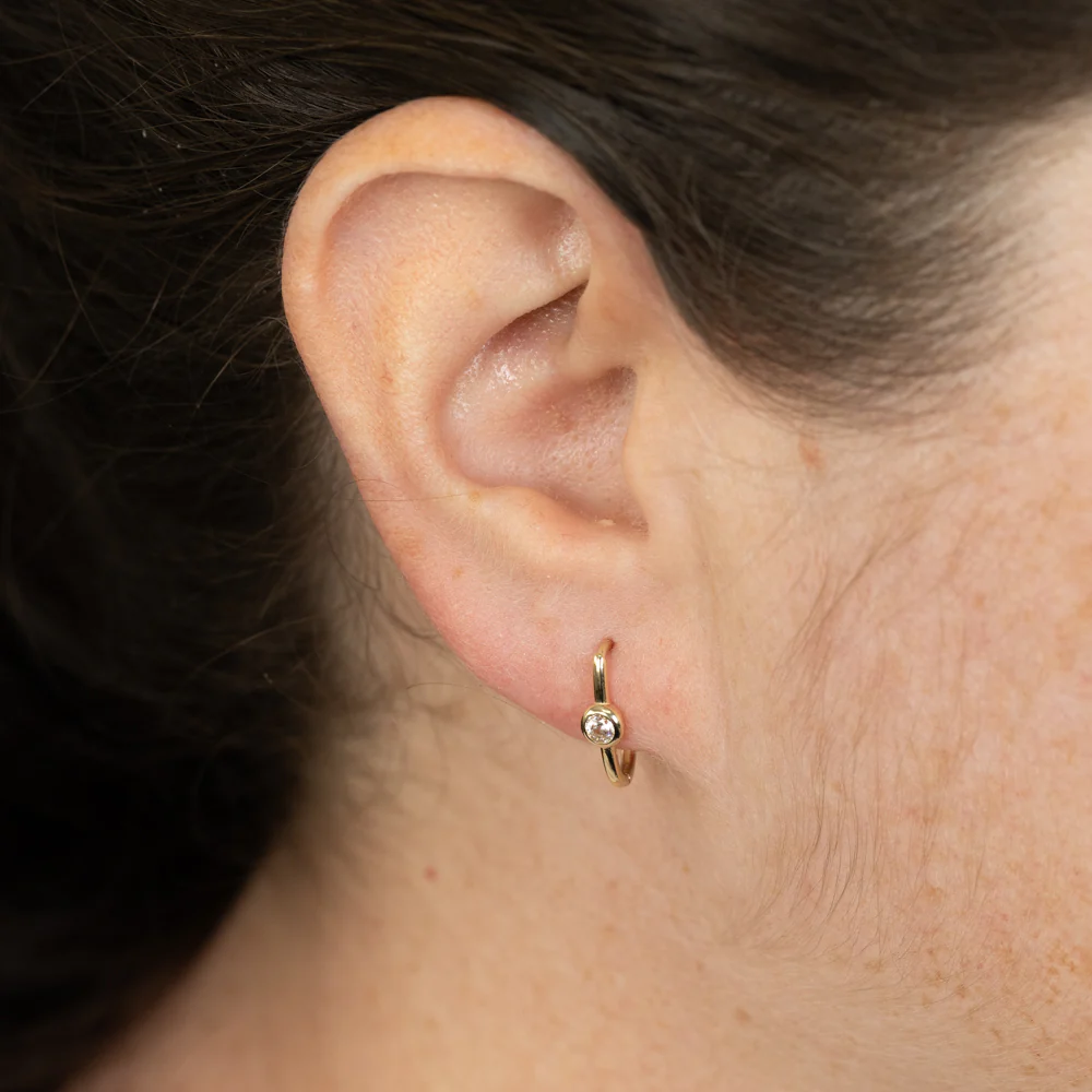 Zirconia Hoop Earrings in 9ct Yellow Gold - Image 2