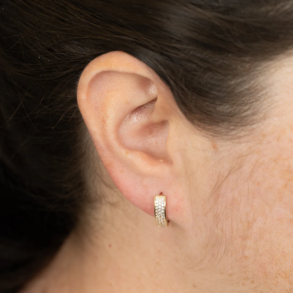 Zirconia Hoop Earrings in 9ct Yellow Gold - Image 2