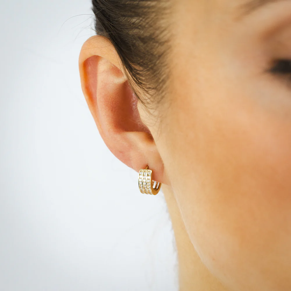 Zirconia Hoop Earrings in 9ct Yellow Gold - Image 2